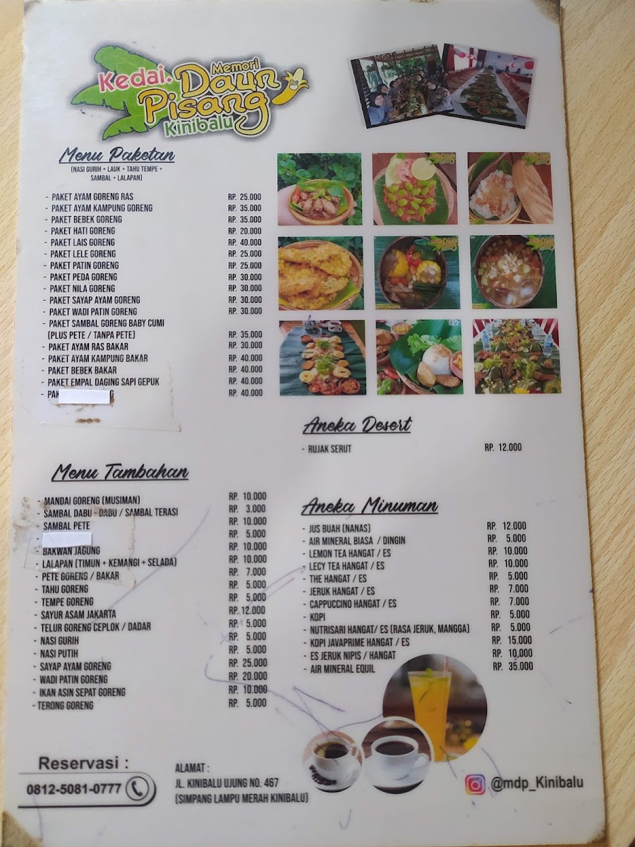 Menu Kedai Memori Daun Pisang Kinibalu-1